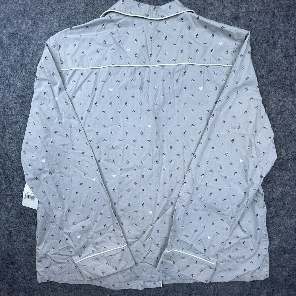 Figs Loungewear Top Womens Extra‎ Large Grey Medical Heart Dream Big Collared